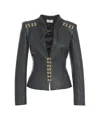 Elisabetta Franchi Tailored Blazer With Gold-tone Hook Embellishments In Gray