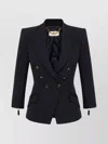 Elisabetta Franchi Tailored Blazer With Padded Shoulders And Peak Lapels In Black