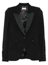 Elisabetta Franchi Tailored Blazer With Satin Lapel In Black