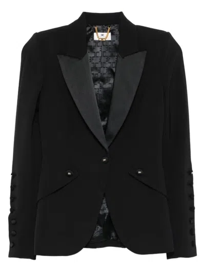 ELISABETTA FRANCHI TAILORED BLAZER WITH SATIN LAPEL