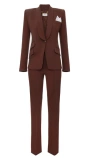 Elisabetta Franchi Tailored Brown Suit With Fitted Blazer And Straight-leg Trousers In Burgundy