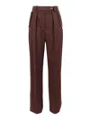 Elisabetta Franchi Tailored Brown Trousers With High Waist And Decorative Pockets In Brown