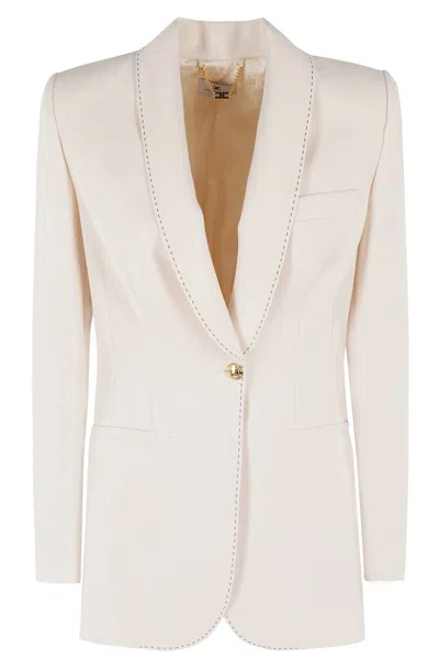 Elisabetta Franchi Tailored Crepe Blazer In White