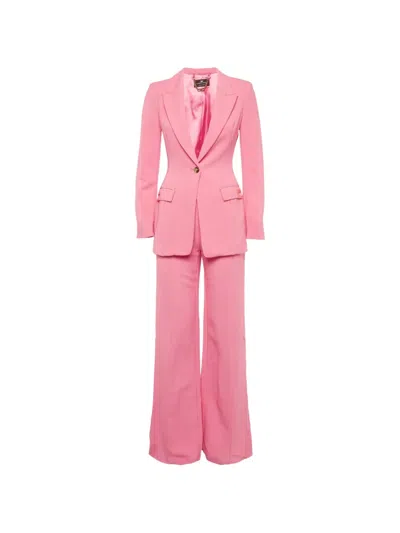 Pre-owned Elisabetta Franchi Tailored Crepe Suit In Pink