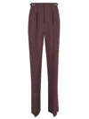 Elisabetta Franchi Tailored Crepe Trousers With Gold-tone Embellishments In Purple
