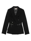 Elisabetta Franchi Tailored Double-breasted Black Jacket With Gold-tone Accents In Black