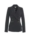 Elisabetta Franchi Tailored Double-breasted Blazer With Gold Hardware In Black