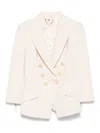 Elisabetta Franchi Tailored Double-breasted Jacket With Gold Buttons In White