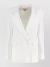 Elisabetta Franchi Double-breasted Gabardine Jacket In White