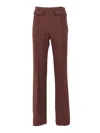 Elisabetta Franchi Tailored High-waist Pants With Decorative Buttons In Brown
