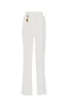 Elisabetta Franchi Tailored High-waisted Trousers In Soft Viscose-linen Blend In White
