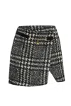 Elisabetta Franchi Asymmetric Houndstooth Skirts Gold Hardware