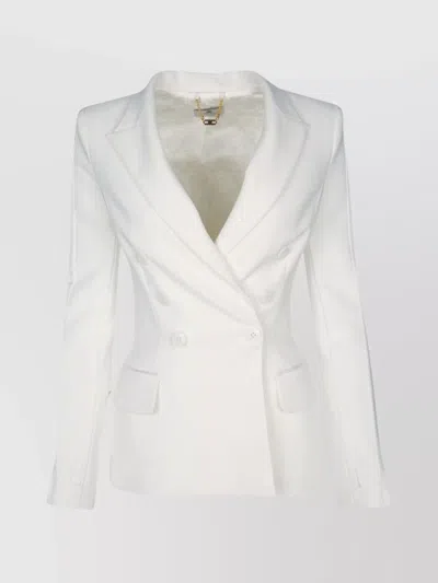 Elisabetta Franchi Tailored Jacket With Notched Lapels And Button Detailing In White