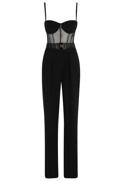 ELISABETTA FRANCHI TAILORED JUMPSUIT WITH CORSET BODICE