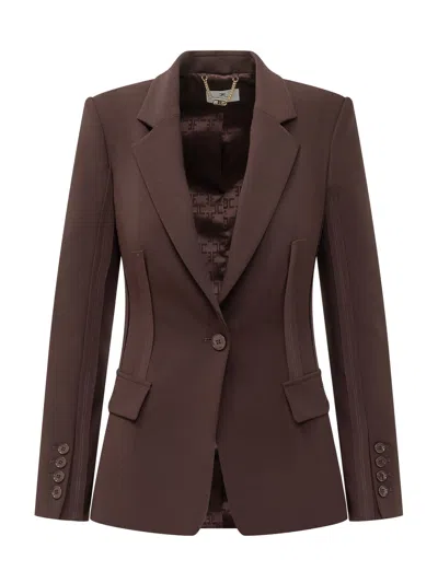 Elisabetta Franchi Tailored Mini Jacket In Cacao