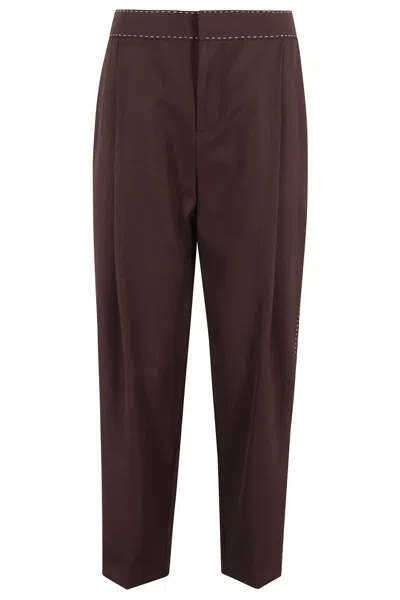 Elisabetta Franchi Tailored Pants With Contrast Stitching In Black