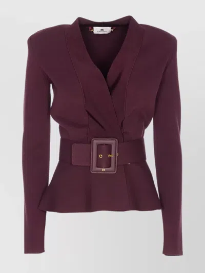 ELISABETTA FRANCHI TAILORED PEPLUM JACKET BELTED WAIST