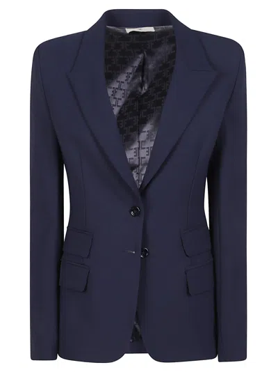 Elisabetta Franchi Tailored Polyester-blend Long-sleeve Jacket In Blue