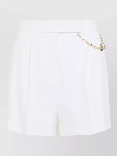 Elisabetta Franchi White Shorts With Chain Detail On The Front And Front Concealed Closure In Viscose Stretch Woman