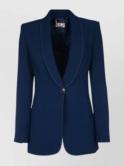 Elisabetta Franchi Tailored Single-breasted Jacket Buttoned Cuffs In Blue