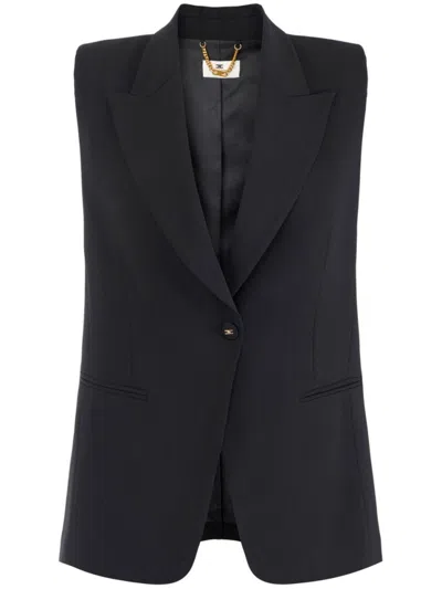 Elisabetta Franchi Tailored Sleeveless Blazer In Black