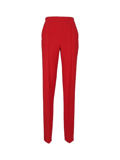 Elisabetta Franchi Tailored Slim-fit Straight-leg Pants With High Waist In Red