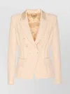 Elisabetta Franchi Tailored Structured Shoulder Blazer With Satin Lapel