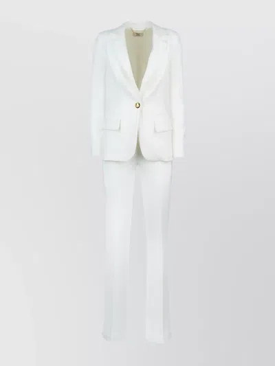 ELISABETTA FRANCHI TAILORED SUITS WITH FLARED TROUSERS AND PADDED SHOULDERS