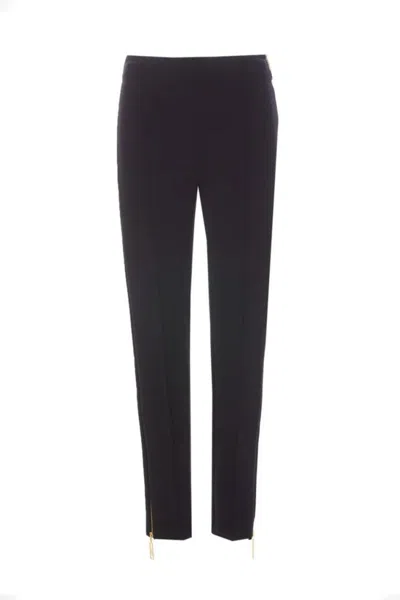 ELISABETTA FRANCHI TAILORED TROUSERS WITH GOLD ZIPPER ACCENTS