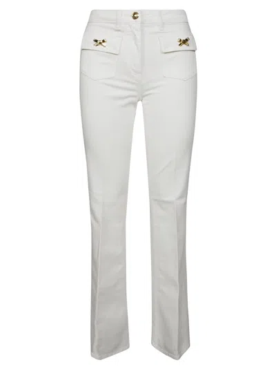 ELISABETTA FRANCHI TAILORED WHITE JEANS WITH FLARED HEM