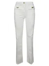 Elisabetta Franchi Tailored White Jeans With Flared Hem In Neutral