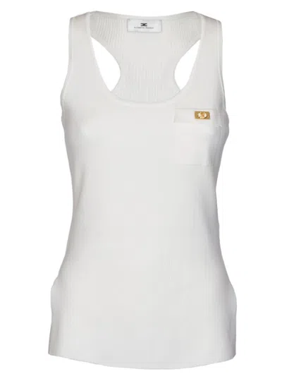 Elisabetta Franchi Tank Top With Pocket In White