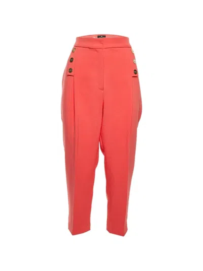 Pre-owned Elisabetta Franchi Tapered Crepe Trousers In Red