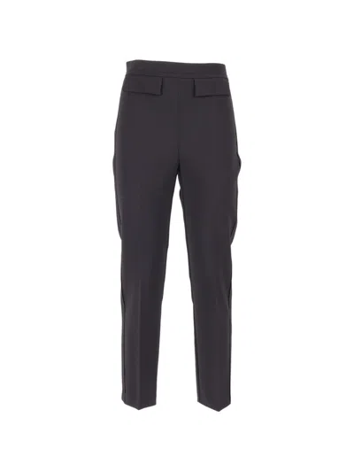Elisabetta Franchi Tapered Pants With Embroidered Pocket Detail In Black