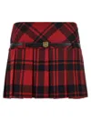 Elisabetta Franchi Multicolor Tartan Belt Skirt