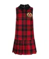 Elisabetta Franchi Red Wool Tartan Embroidered Patch Dress In Red