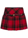 Elisabetta Franchi Multicolor Tartan Belt Skirt In Red