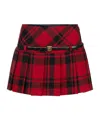 Elisabetta Franchi Multicolor Tartan Belt Skirt In Red