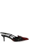 Elisabetta Franchi Black And Red Tartan Slingback Pump In Rosso