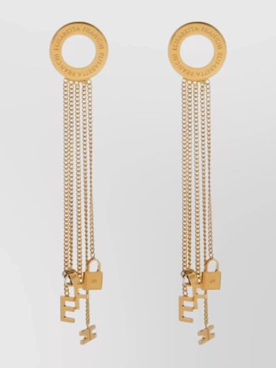Elisabetta Franchi Tassel And Charm Drop Earrings In Gold