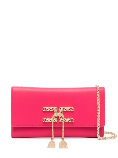 Elisabetta Franchi Tassel-detail Clutch Bag In Fuxia