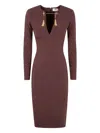 Elisabetta Franchi Midi Fit Dress In Brown