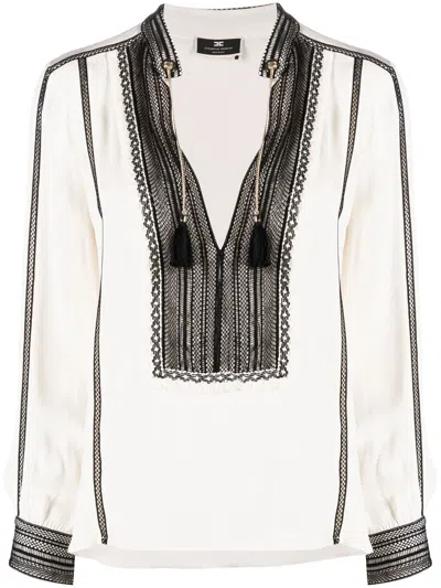 Elisabetta Franchi Tassel-detail Long-sleeve Top In Black