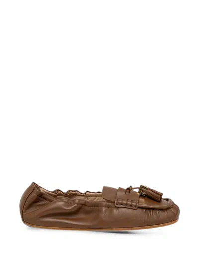 Elisabetta Franchi Tassel-detail Calf Leather Loafers In Brown