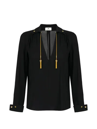 Elisabetta Franchi Tassel-embellished Double-collar Blouse In Multi