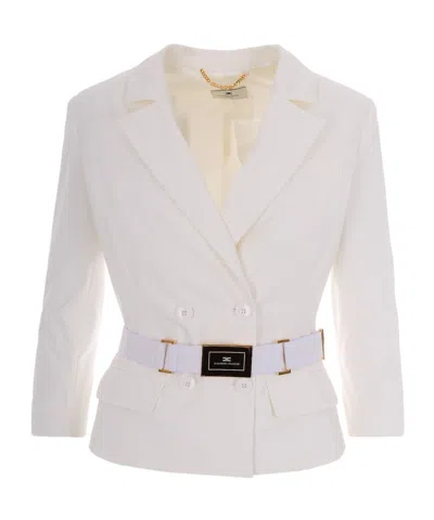 Elisabetta Franchi Technical Bi-elastic Jacket In Neutral