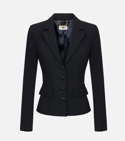 Elisabetta Franchi Technical Fabric Jacket In Black