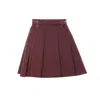 Elisabetta Franchi Technical Nylon Zipped Pleated Mini Skirt In Bordeaux