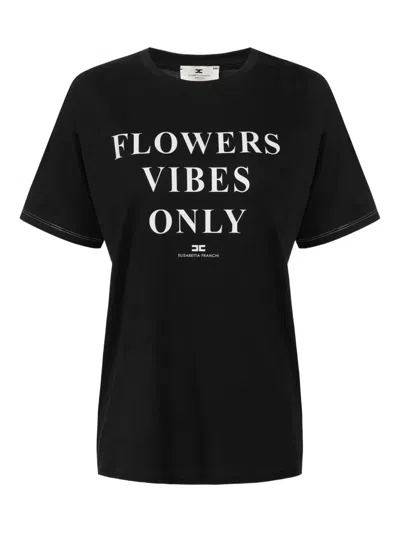 ELISABETTA FRANCHI TEXT-PRINT T-SHIRT