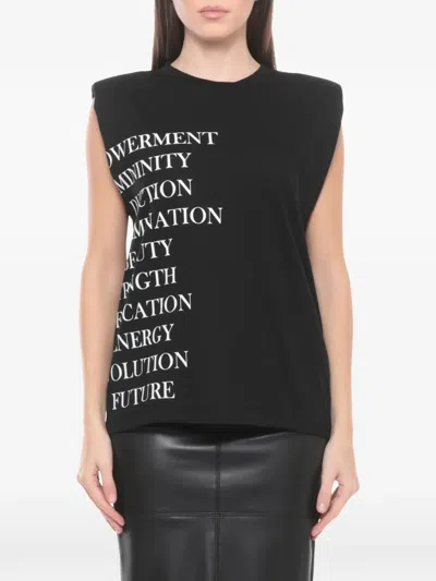 Elisabetta Franchi Text Print Tank Top In Black